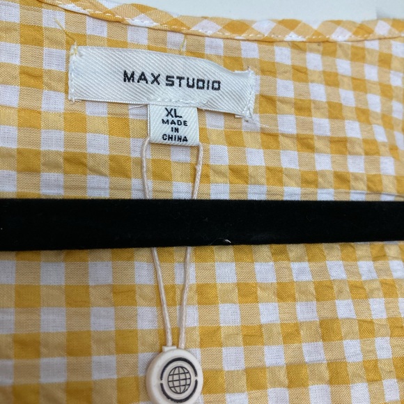 NWT Max Studio Checkered Tie Shirt - Picture 4 of 6
